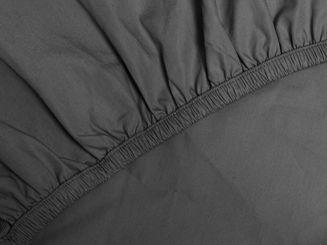 Drap-housse percale de coton gris foncé