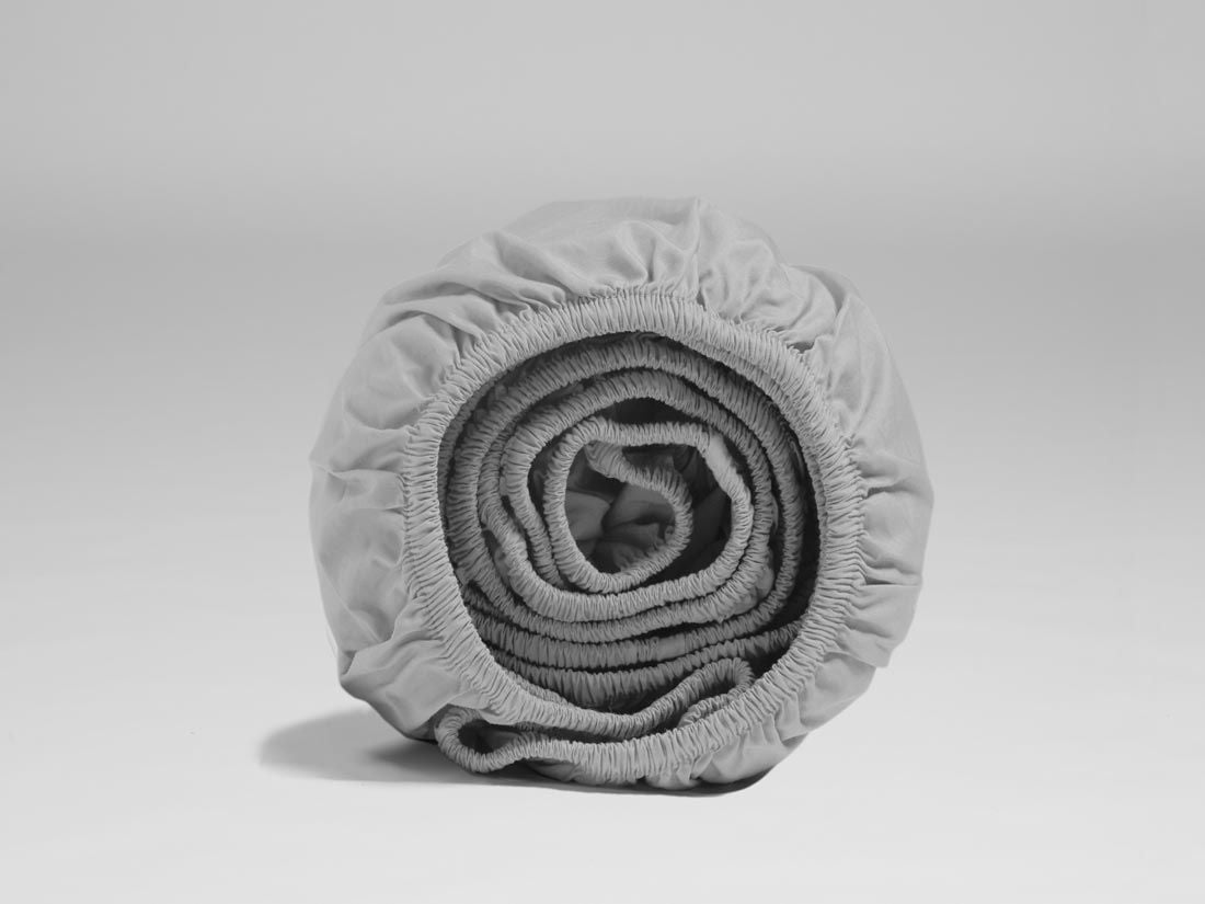 Drap-housse percale de coton gris brumeux