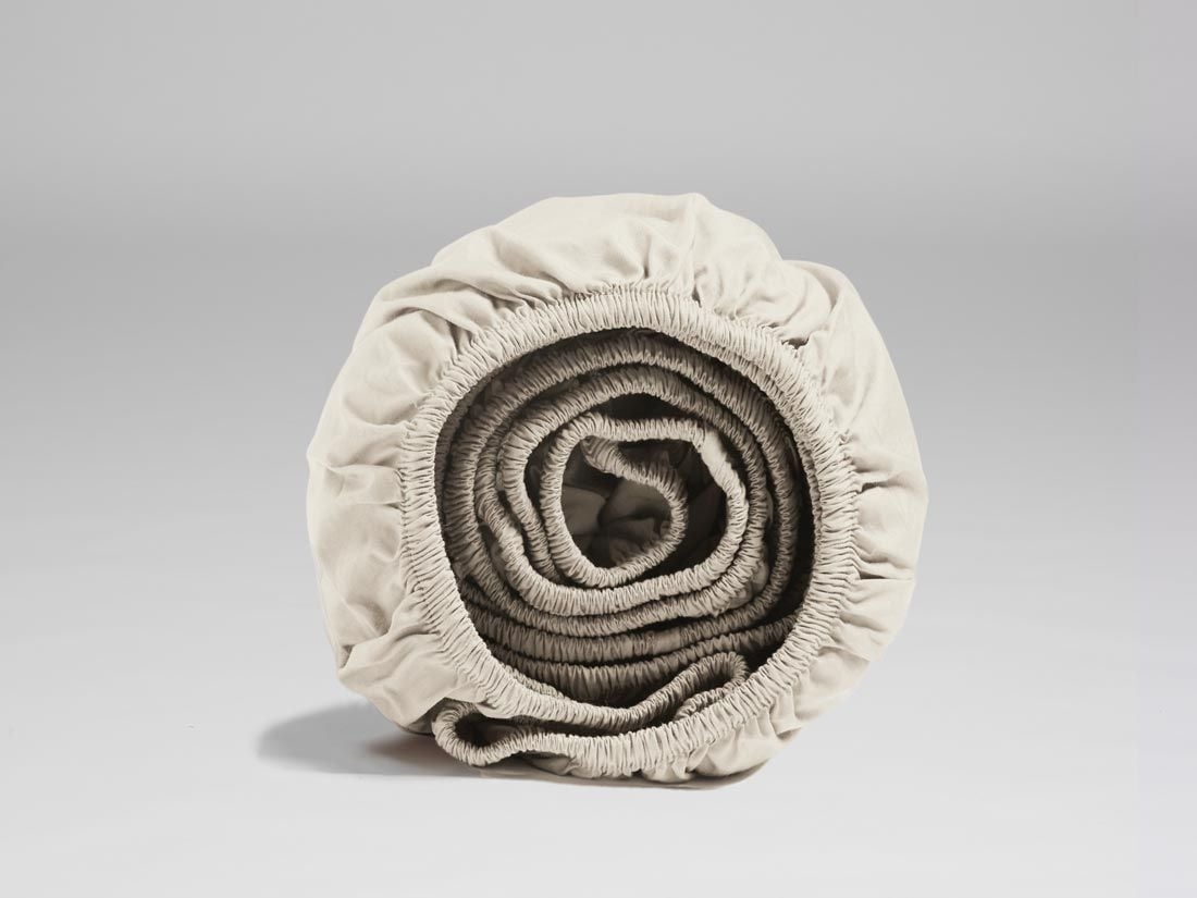 Drap-housse extra haut percale de coton blanc sable