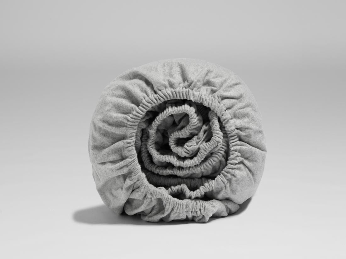 Drap-housse flanelle de coton gris clair