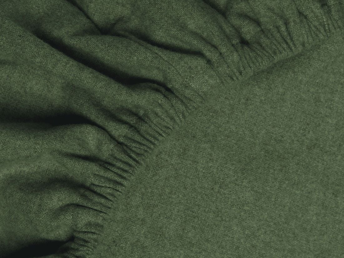 Drap-housse flanelle de coton vert mousse