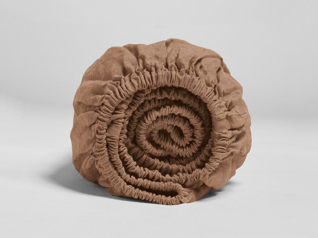 Drap-housse lin lavé noisette