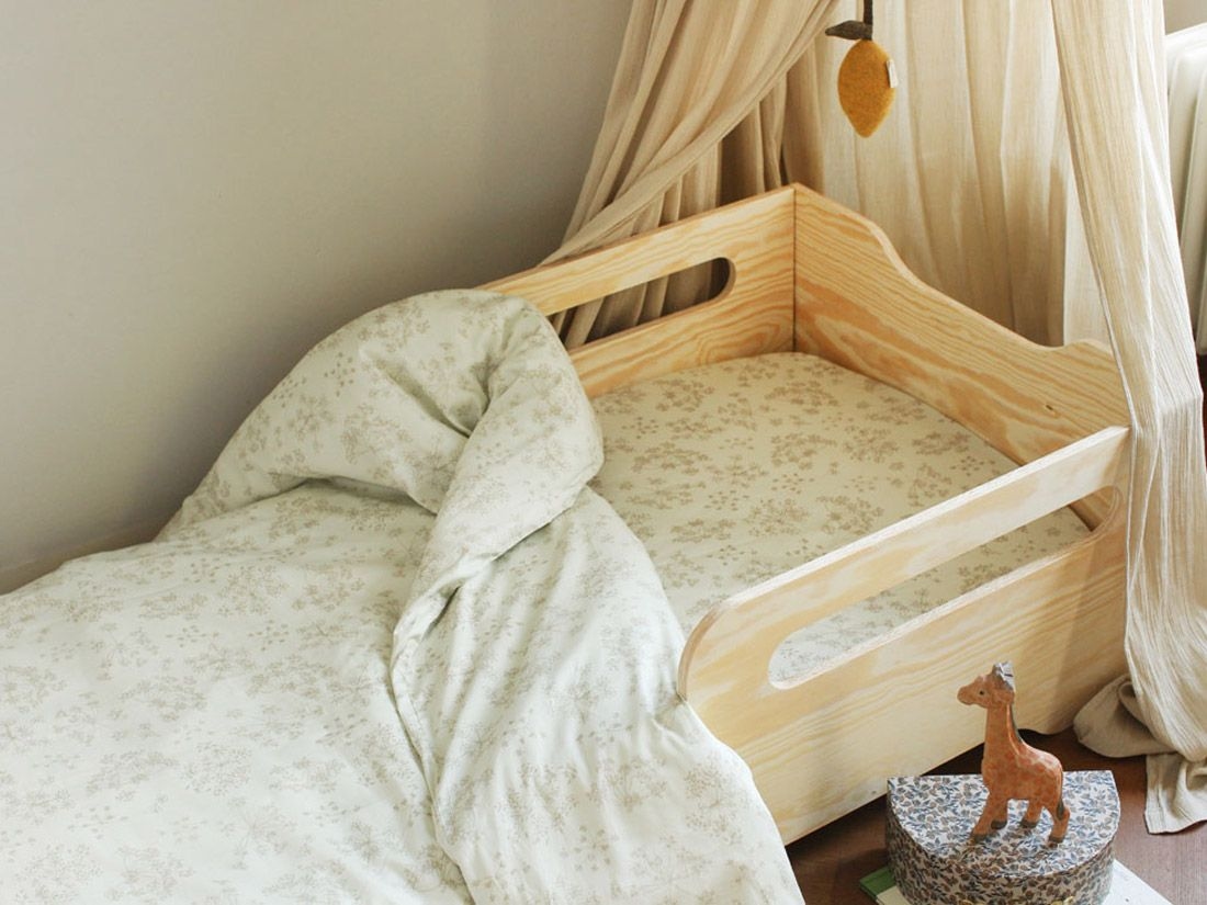 Housse de couette enfant satin de coton fleur naturelle