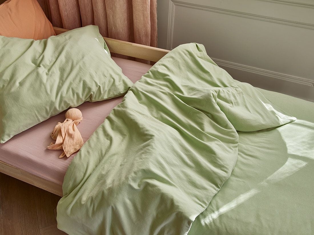 Housse de couette enfant jersey vert pistache