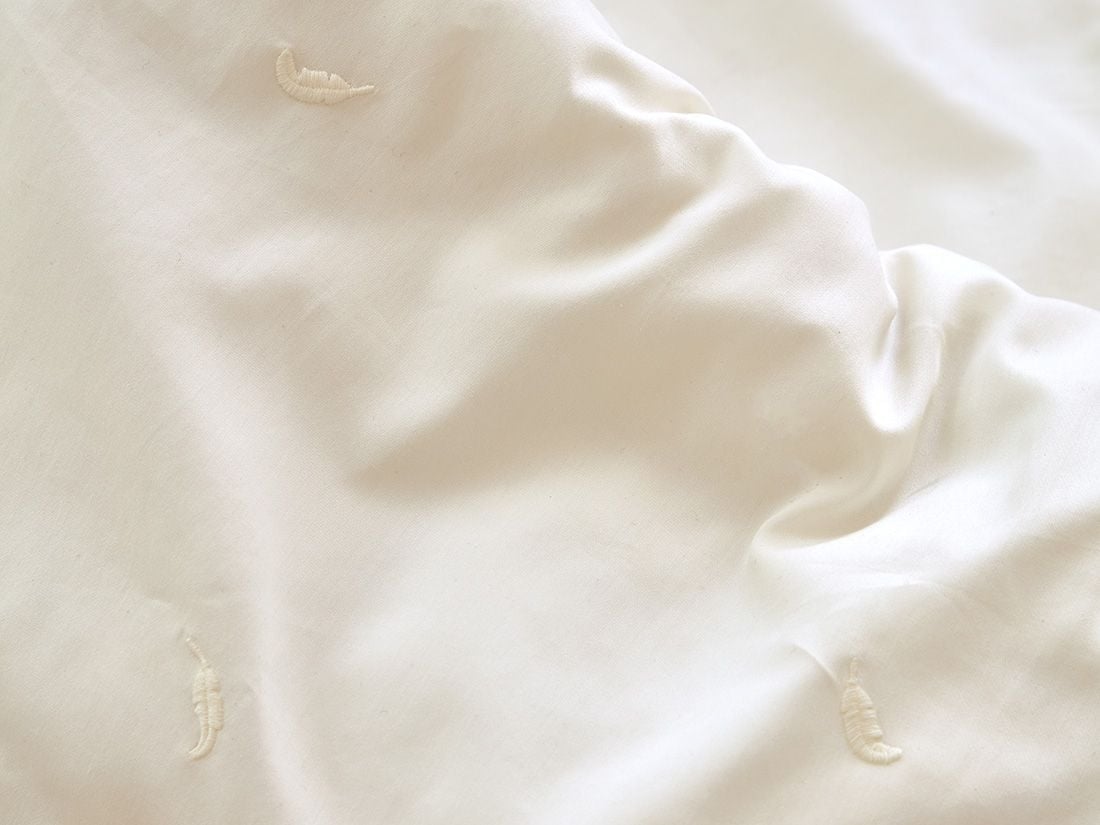 Housse de couette enfant satin de coton plume blanc chaud