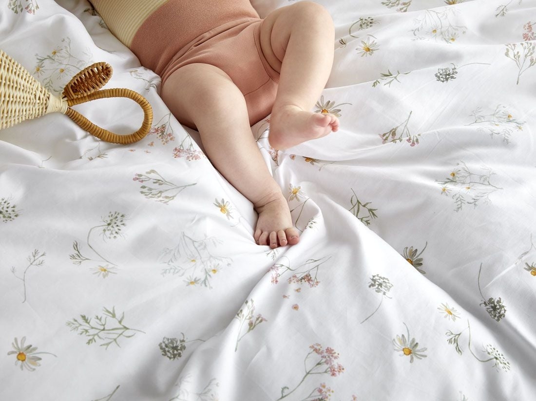 Housse de couette enfant satin de coton fleurs