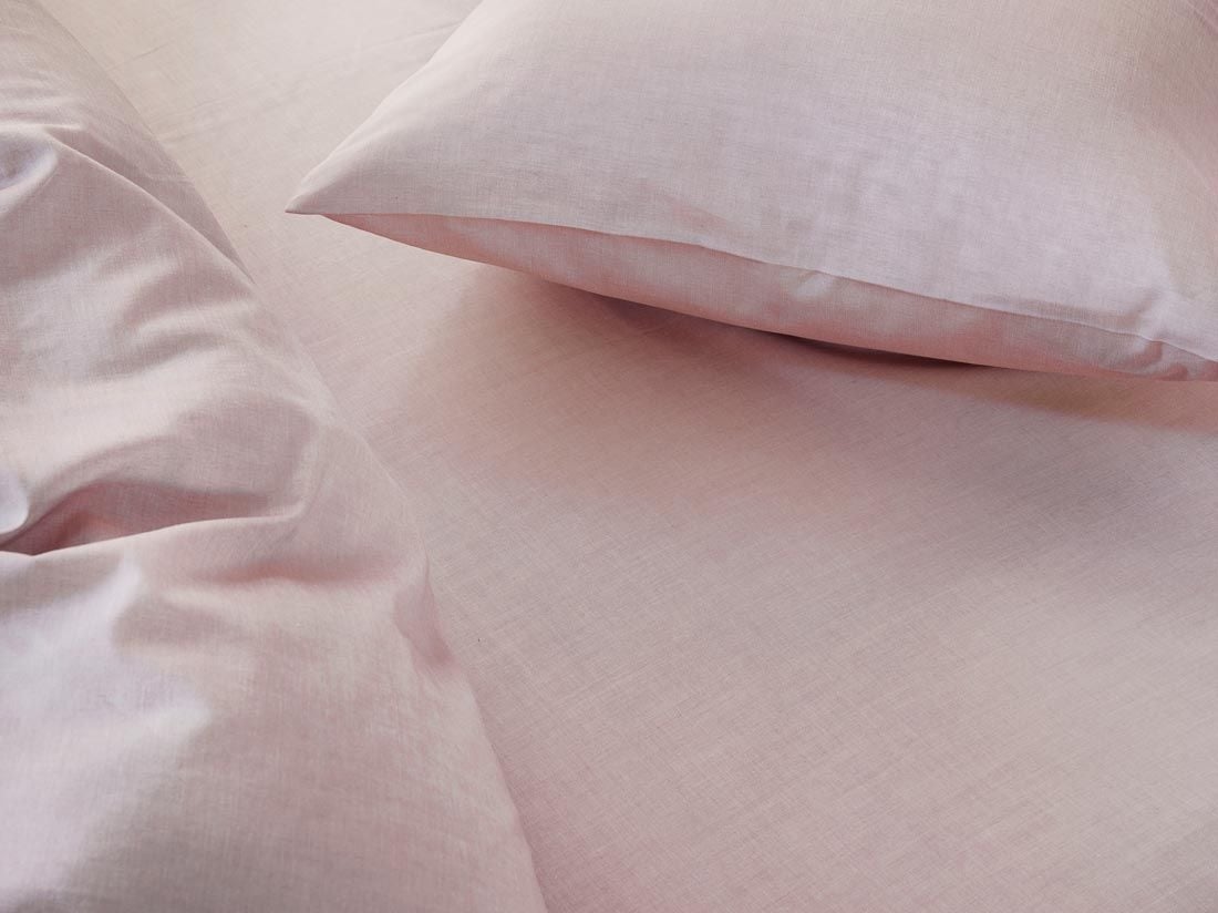 Taie d'oreiller coton TENCEL™ rose chambray