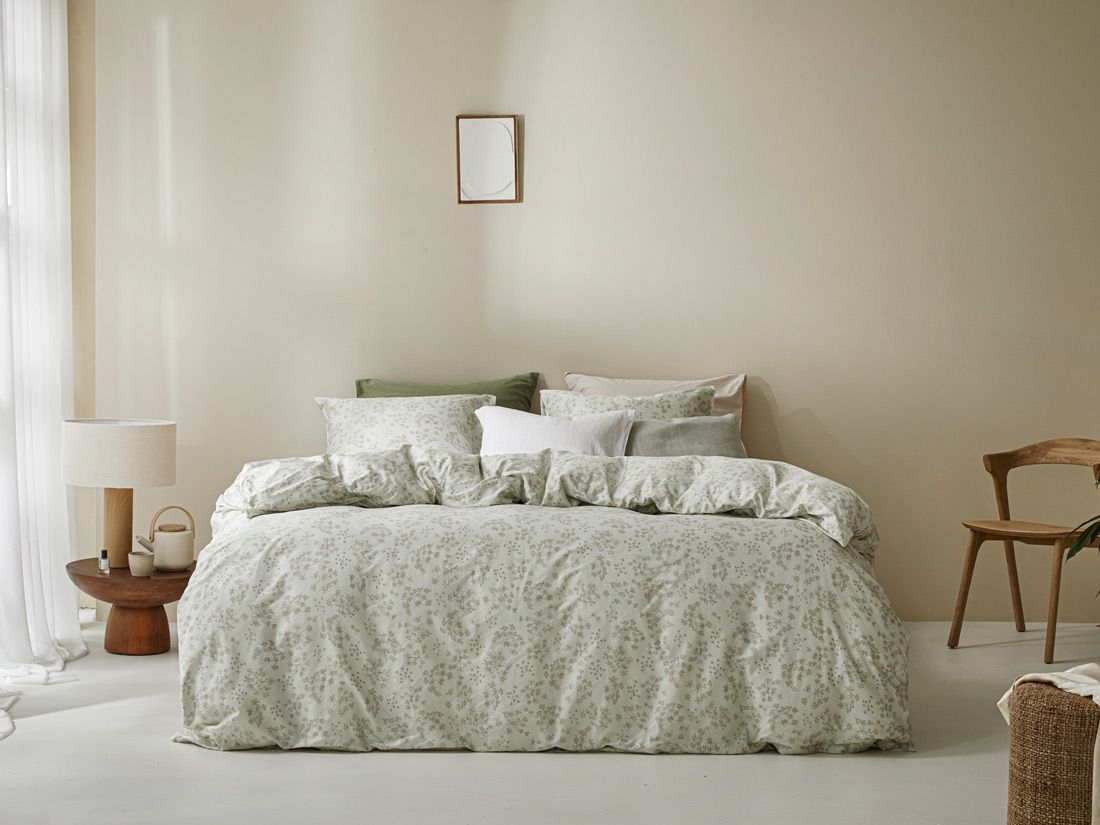 Parure de lit satin de coton fleur naturelle