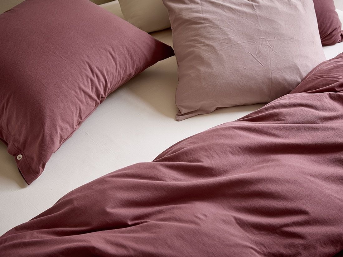 Taie d'oreiller jersey rose du soir