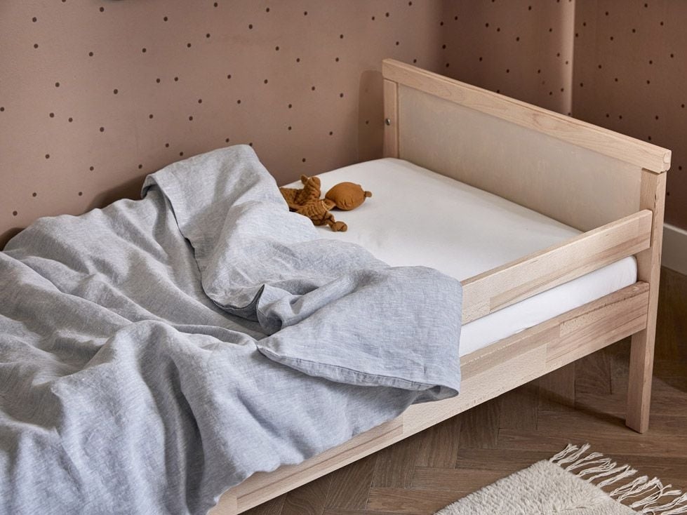 Housse de couette enfant lin lavé bleu chambray