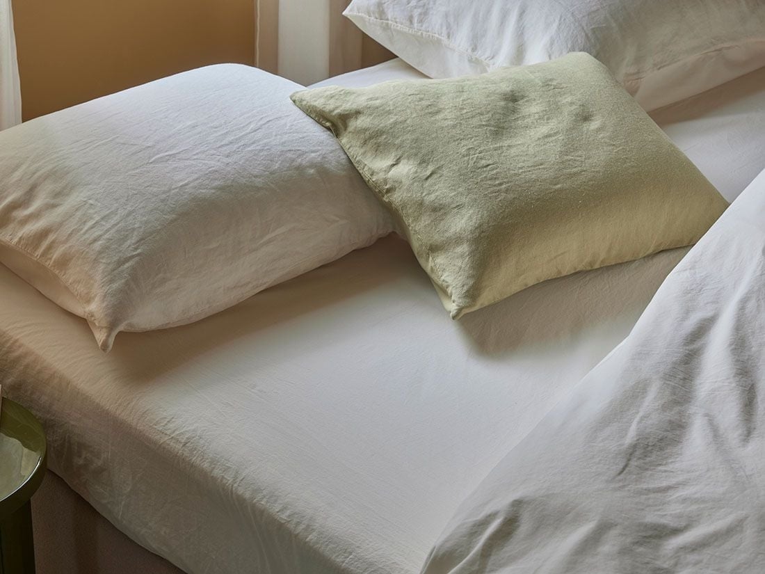 Drap-housse percale de coton crème douce