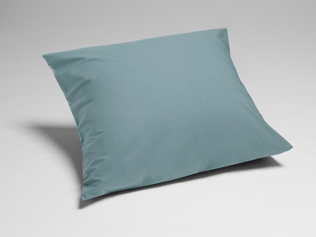 Taie d'oreiller percale de coton bleu pétrole 65x65