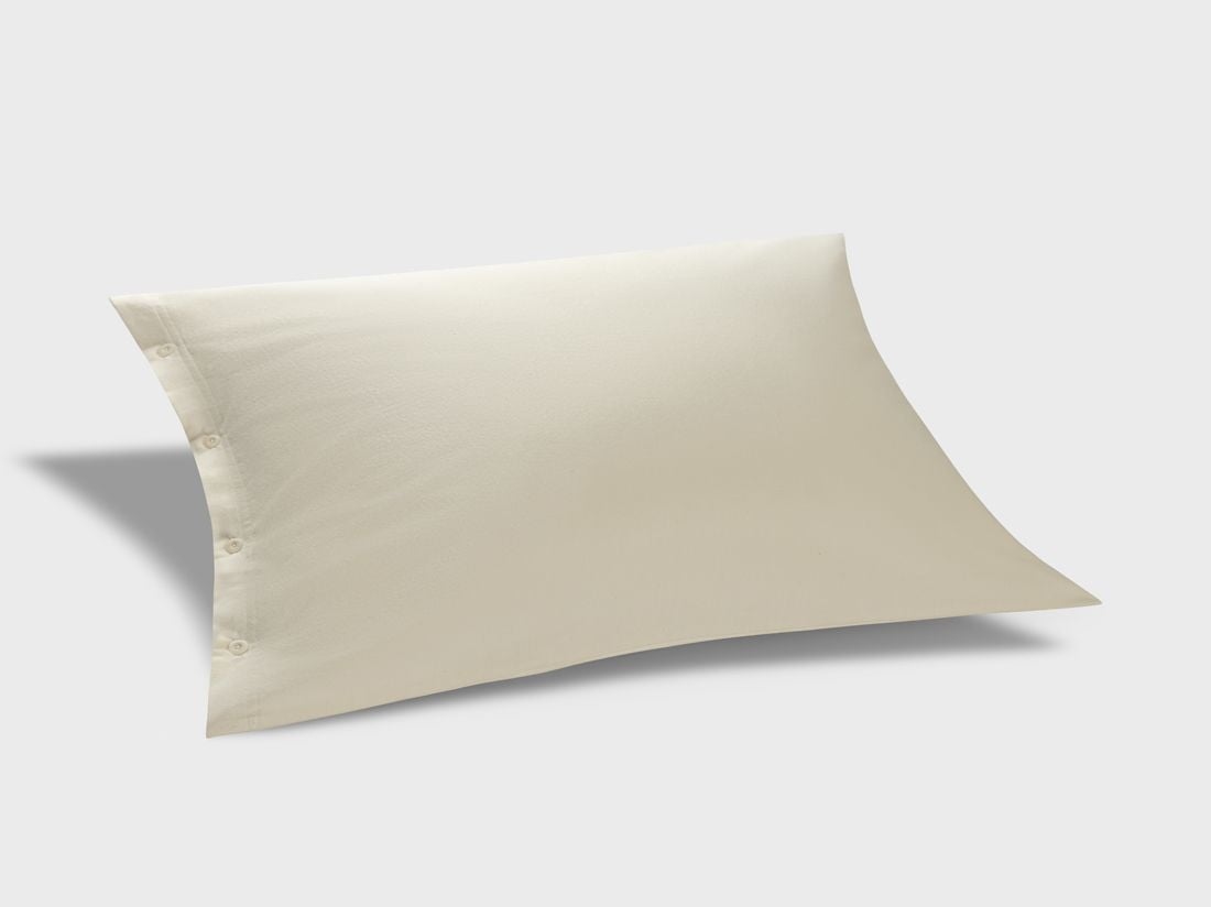 Taie d'oreiller flanelle de coton naturel