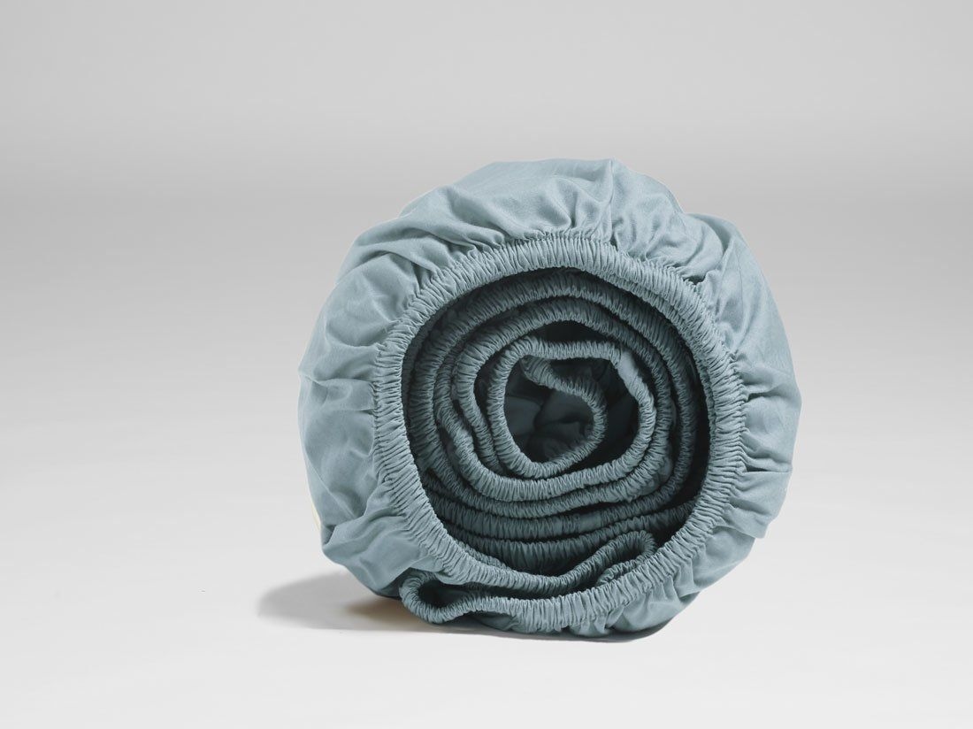 Drap-housse percale de coton bleu pétrole 90x200x30