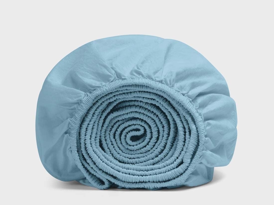 Drap-housse enfant percale de coton bleu lagon