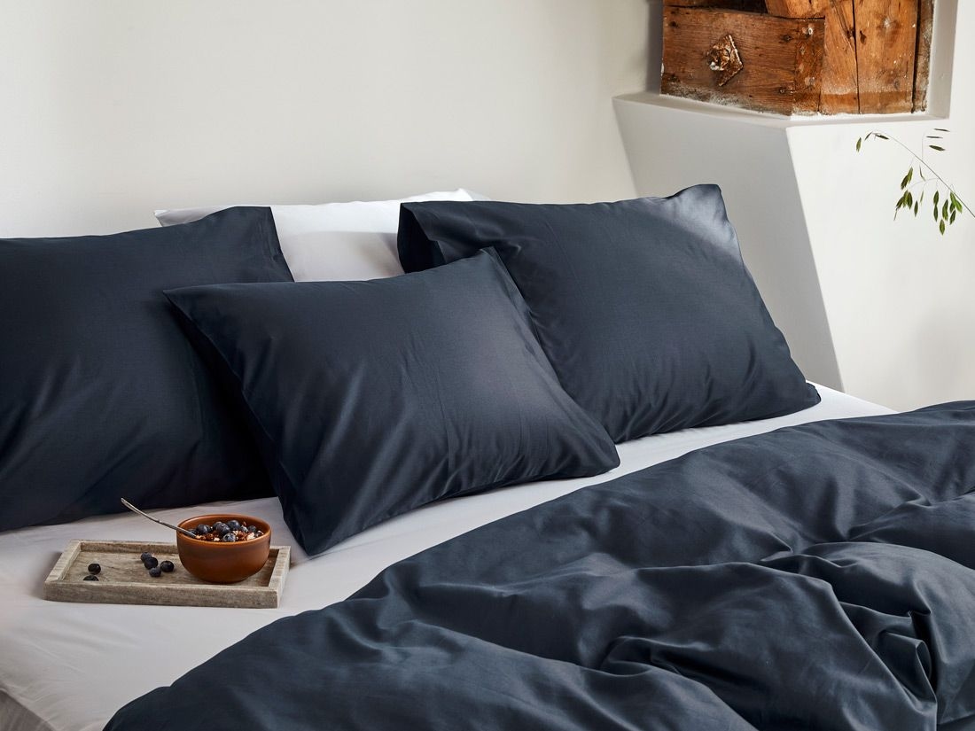 Taie d'oreiller satin de coton myrtille