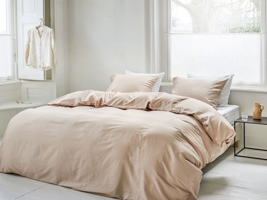 Housse de couette satin de coton rose poussiéreux