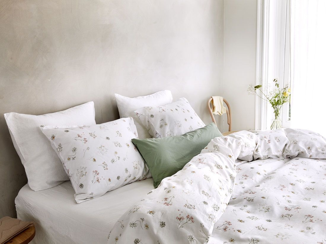 Housse de couette satin de coton fleurs