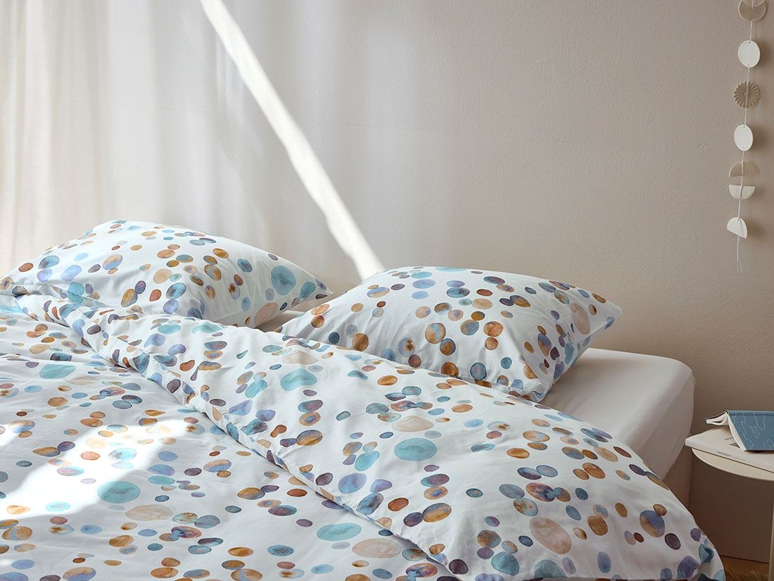 Parure de lit satin de coton touches d’aquarelle multicolore