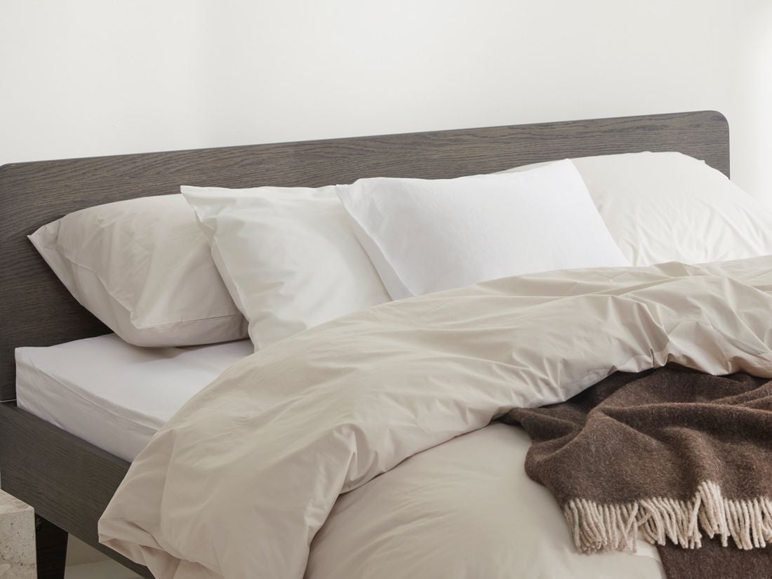 Taie d'oreiller percale de coton blanc sable