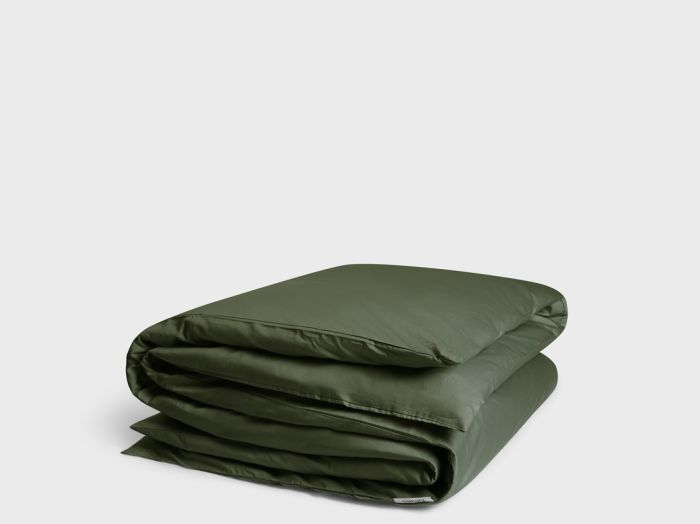 Housse de couette satin de coton vert olive foncé