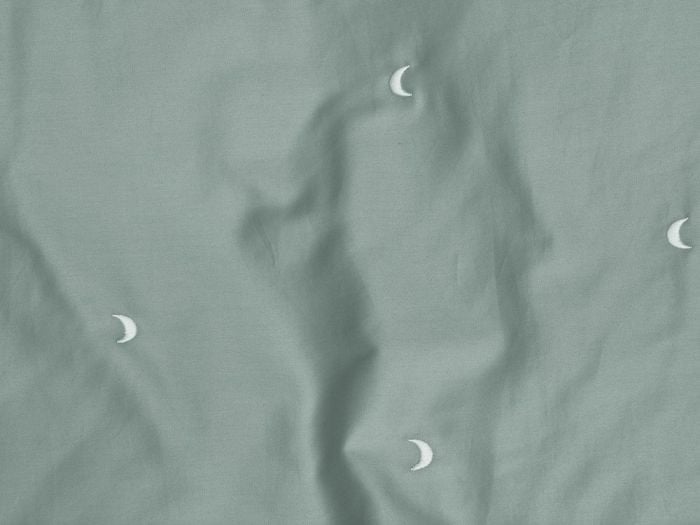 Housse de couette enfant satin de coton lune verte d'eau