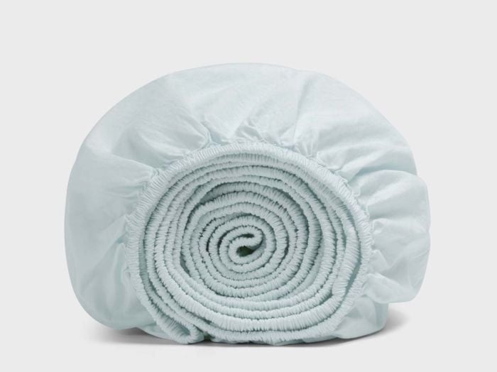 Drap-housse percale de coton bleu pétillant