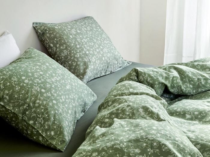 Taie d'oreiller satin de coton fields of olive 50x60