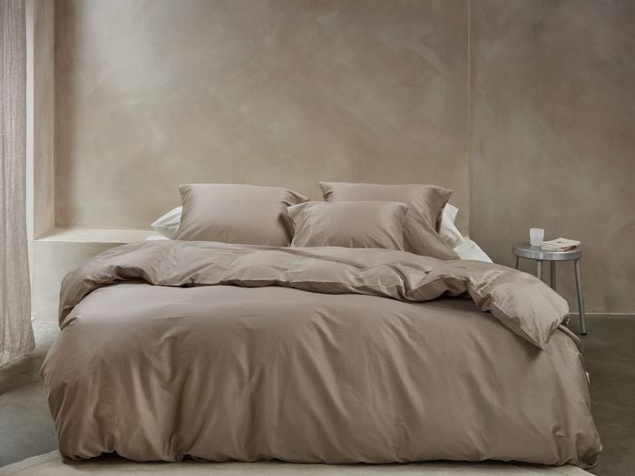 Parure de lit satin de coton taupe chaud