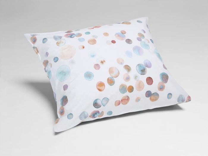 Taie d'oreiller percale de coton points d'aquarelle 65x65