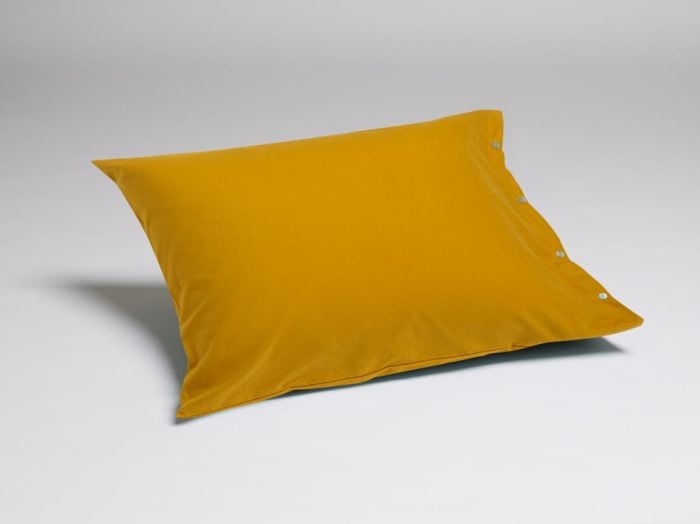 Taie d'oreiller flanelle de coton jaune d'Inde